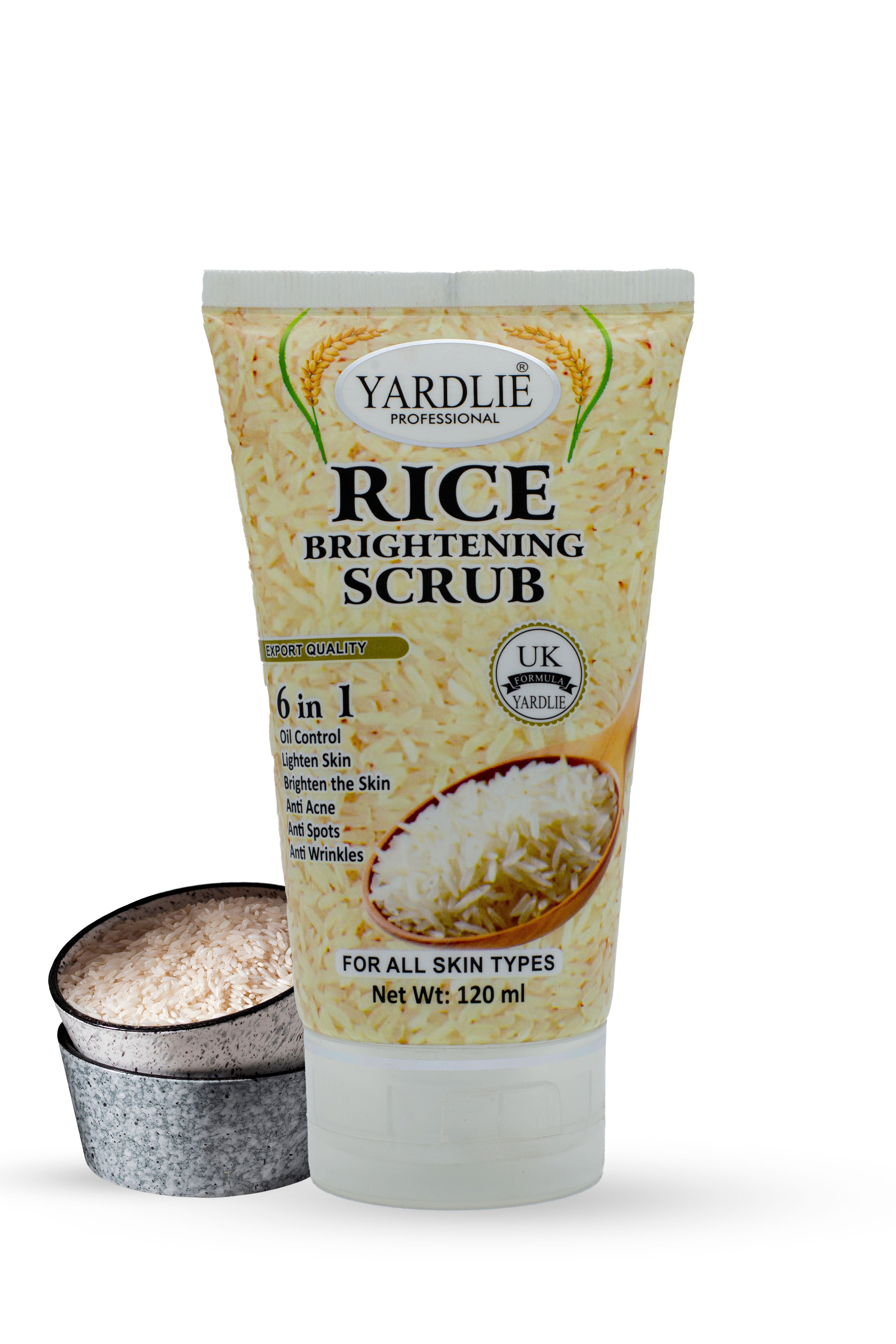 Process Rice Scrub Face Scrub | Rice Brightening | 6 in 1 | Yardlie | 120ML