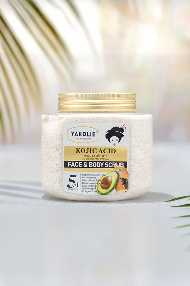 Yardlie Kojic Acid Face and Body Scrub Avocado and Papaya 500g