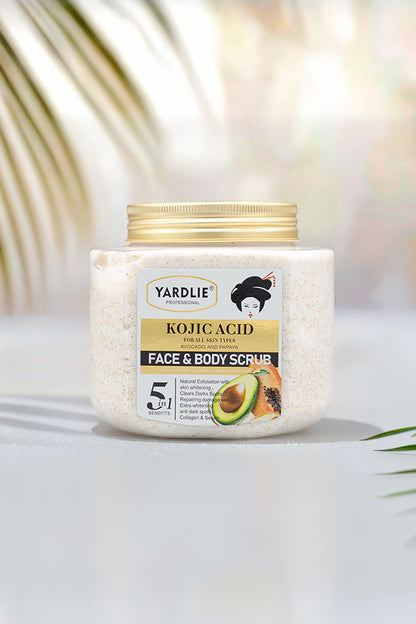 Yardlie Kojic Acid Face and Body Scrub Avocado and Papaya 500g