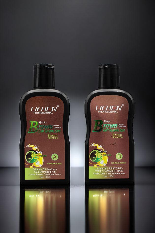 Lichen Professional Dark Brown Hair Color Shampoo 100ml x2 in Pakistan