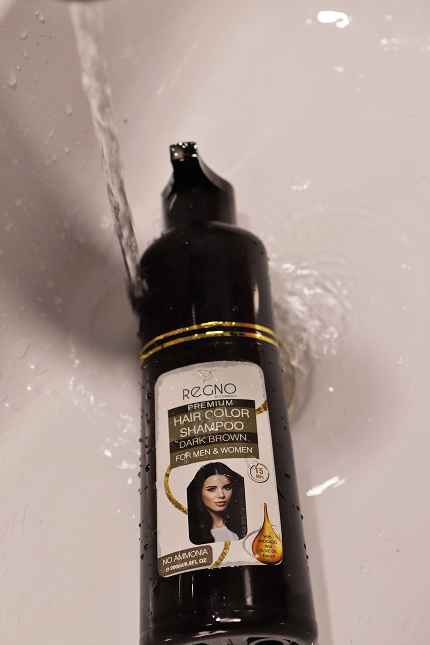 Regno Premium Dark Brown Hair Color Shampoo 200ml.