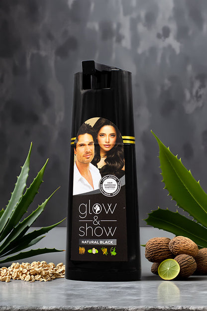 Glow & Show Natural Black Hair Darkening Shampoo 180ml