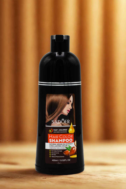 Sadoer Chestnut Brown Argan Hair Shampoo Covers Grays | Nourishes Hair Naturally | 400ML
