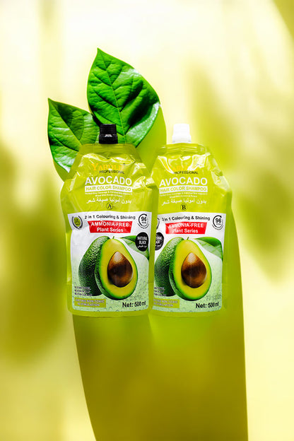 Yardlie Professional Avocado Hair Color Shampoo Natural Black 500ml x 2 (1000 ML)