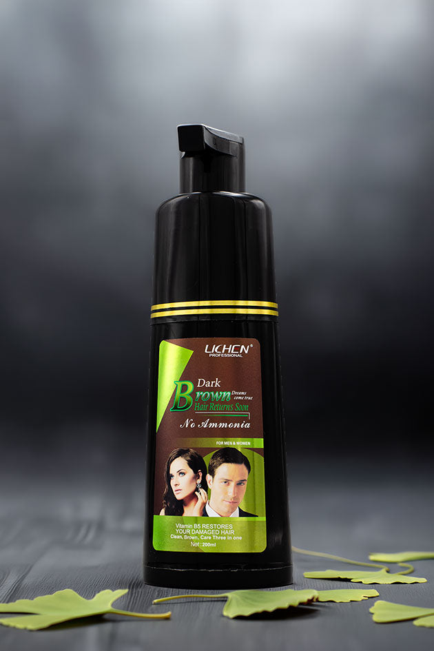 Lichen Professional Dark Brown Hair Color Shampoo 200ml for men and women