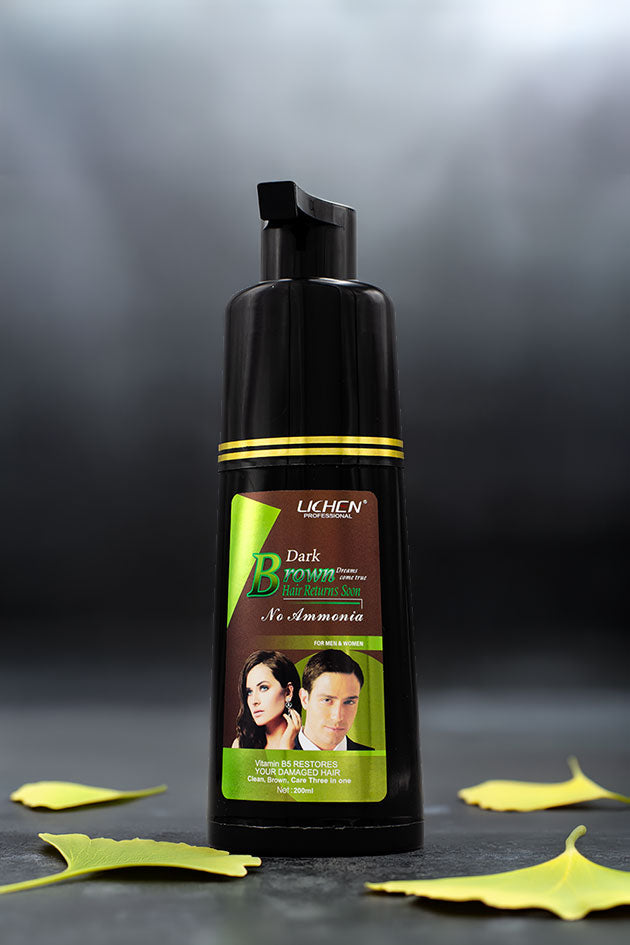 Lichen Professional Dark Brown Hair Color Shampoo 200ml for men and women