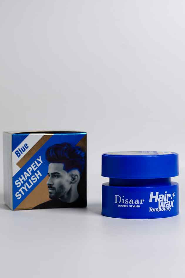 Disaar Blue Temporary Hair Wax – Shapely Stylish Look for Men (Last Piece), Blue hair wax jar with packaging on a white background
