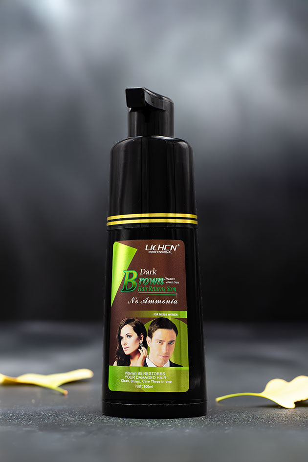 Lichen Professional Dark Brown Hair Color Shampoo 200ml for men and women