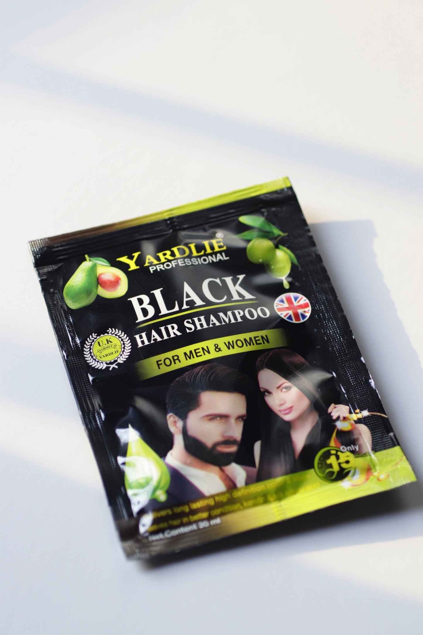 Yardlie Natural Black Hair Color Shampoo UK Based Formula Sachet 20ML.