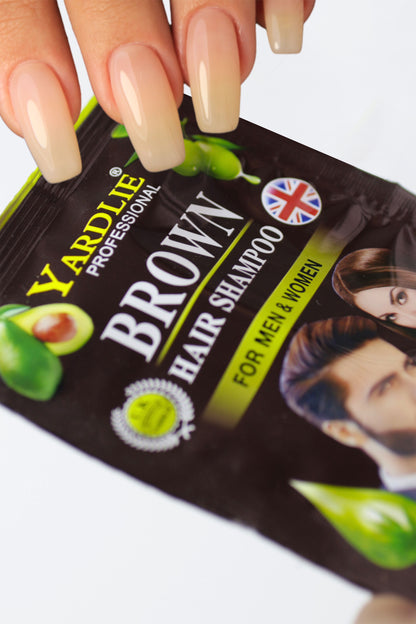 Yardlie Brown Hair Color Shampoo UK Based Formula Sachet 20ML.