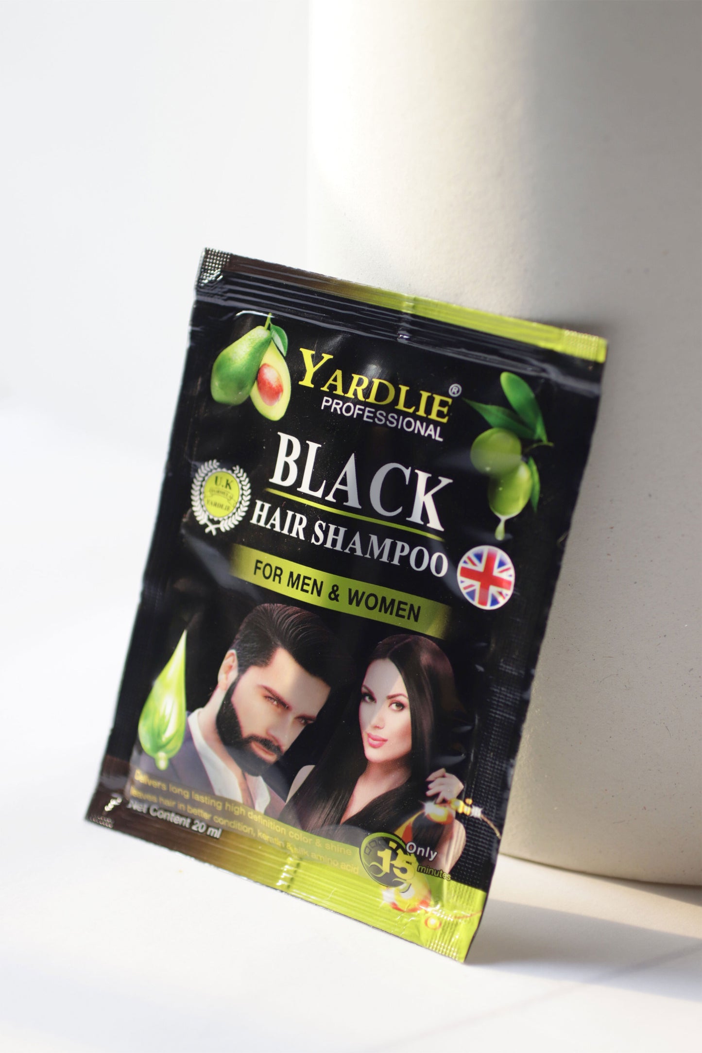 Yardlie Natural Black Hair Color Shampoo UK Based Formula Sachet 20ML.