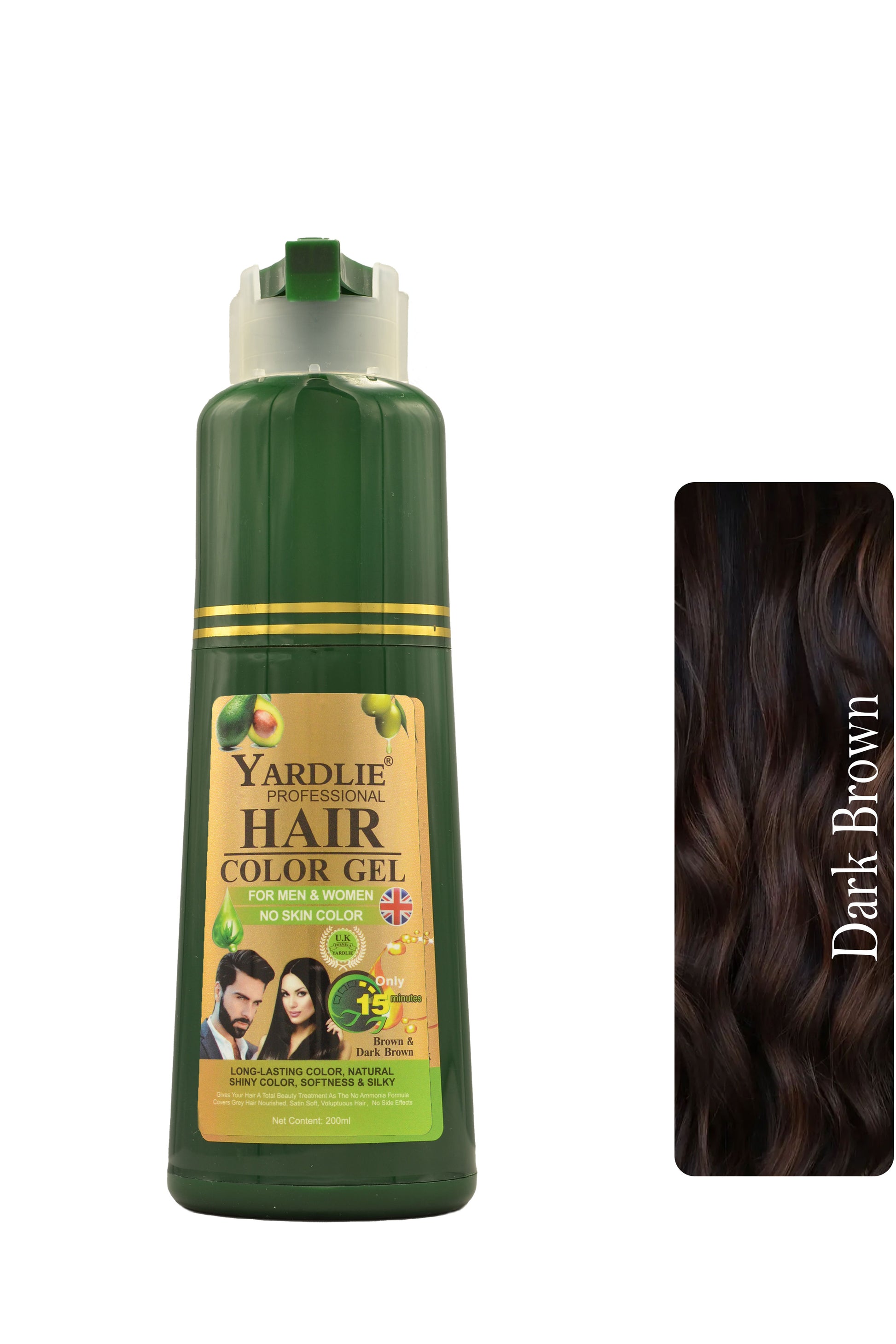 Yardlie Dark Brown Hair Color Gel 200ml.