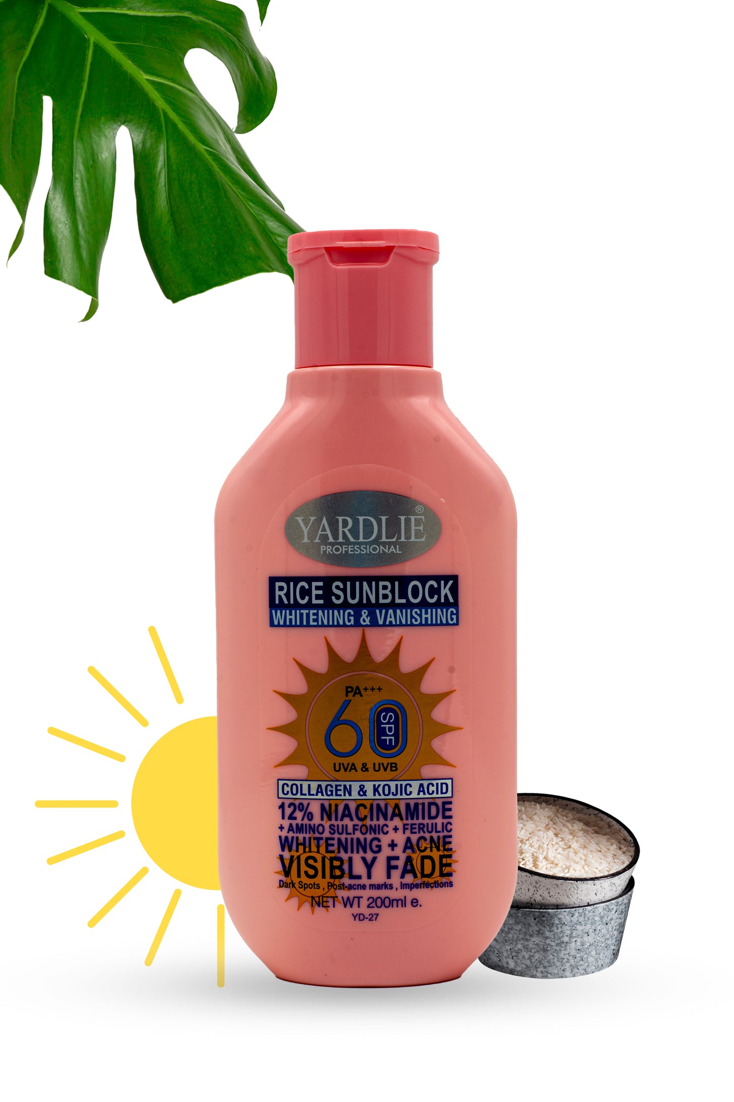 Sunblock | Rice | 12% Niacinamide | UK Based Formula |  Yardlie Professional | 200ml