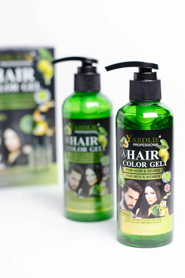 Two bottles of Yandu Hair Color Gel on a white background