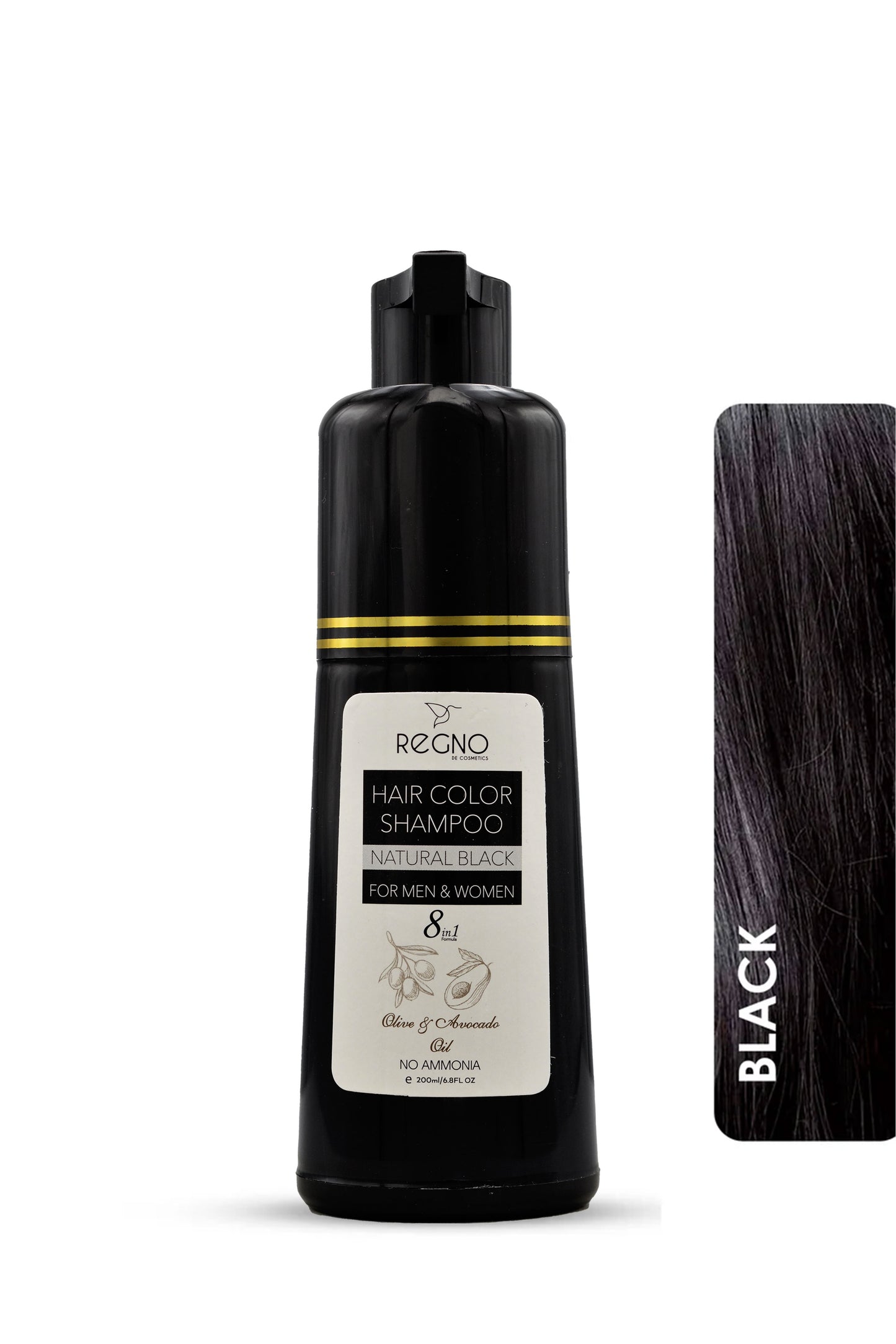 Regno Premium Dark Brown Hair Color Shampoo 200ml.