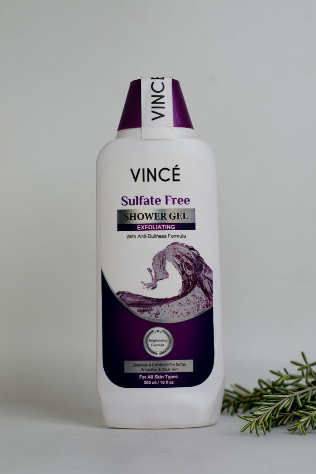 VINCÉ Sulfate Free Exfoliating Shower Gel 300ml for All Skin Types (Stock Clearance)