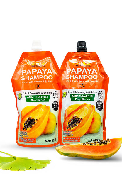 Yardlie Papaya Hair Colour Shampoo Natural Black 500ml x 2 ammonia free Vitamin C hair colour