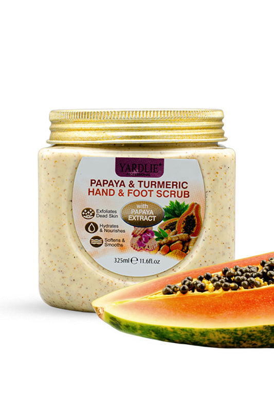 Yardlie Professional Papaya and Turmeric Hand and Foot Scrub 325ml jar with papaya extract and turmeric