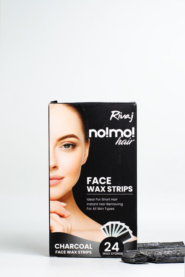 Rivaj no!mo! Charcoal Face Wax Strips, 24 Strips for Facial Hair, All Skin Types (Last Piece, Stock Clearance)