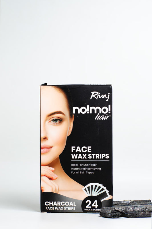 Rivaj no!mo! Charcoal Face Wax Strips, 24 Strips for Facial Hair, All Skin Types (Last Piece, Stock Clearance)