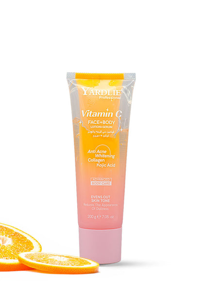 Yardlie Professional Vitamin C Face and Body Lotion Serum with Collagen and Kojic Acid 200g dual tube