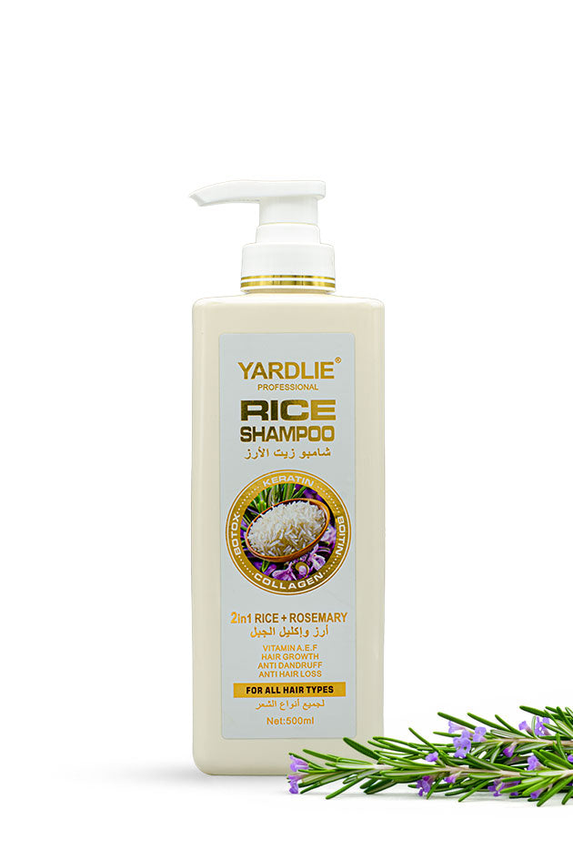Yardlie Professional 2 in 1 Rice and Rosemary Shampoo with Keratin and Collagen 500ml pump bottle