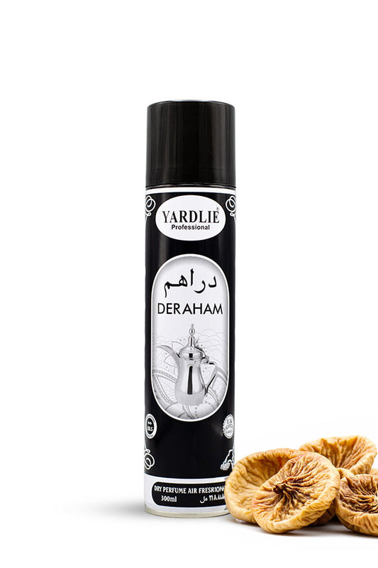 Yardlie Professional Deraham Dry Perfume Air Freshener 300ml black and silver can