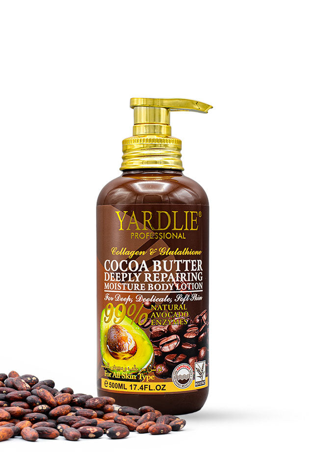 Yardlie Professional Cocoa Butter Deeply Repairing Moisture Body Lotion with Collagen 500ml pump bottle
