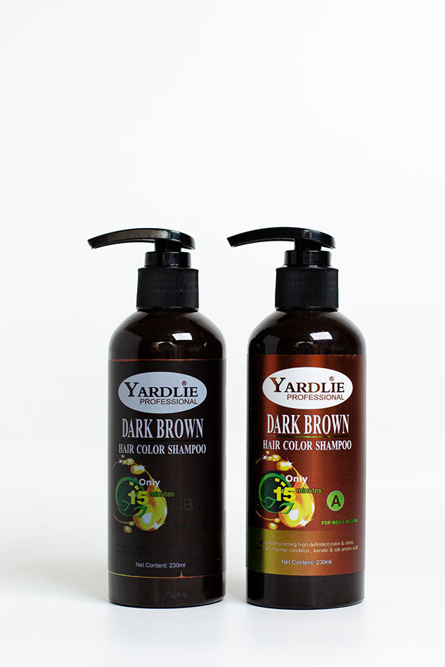 Yardlie Professional Dark Brown Hair Color Shampoo 460ml (230ml A + B Set) for Men and Women (Sealed, Clearance, No Box, No Gloves)