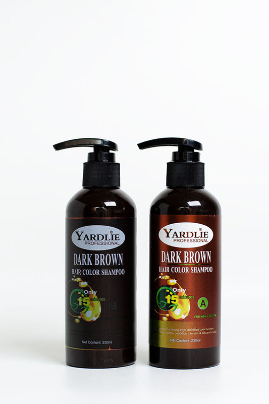 Yardlie Professional Dark Brown Hair Color Shampoo 460ml (230ml A + B Set) for Men and Women (Sealed, Clearance, No Box, No Gloves)