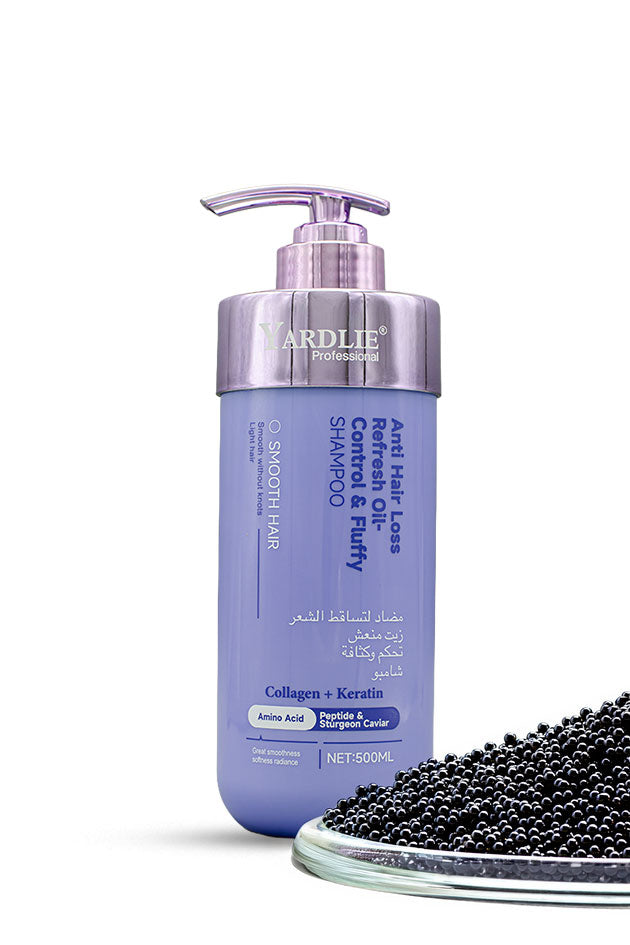 Yardlie Professional Anti Hair Loss Oil Control and Fluffy Shampoo with Collagen, Keratin and Caviar 500ml pump bottle