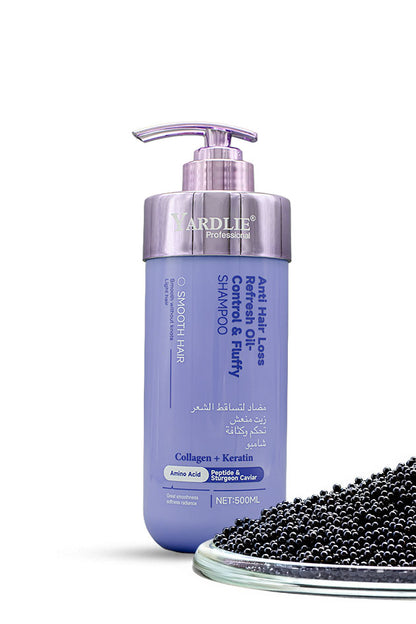 Yardlie Professional Anti Hair Loss Oil Control and Fluffy Shampoo with Collagen, Keratin and Caviar 500ml pump bottle
