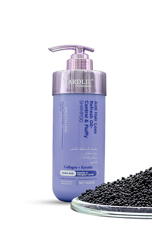 Yardlie Professional Anti Hair Loss Oil Control and Fluffy Shampoo with Collagen, Keratin and Caviar 500ml pump bottle