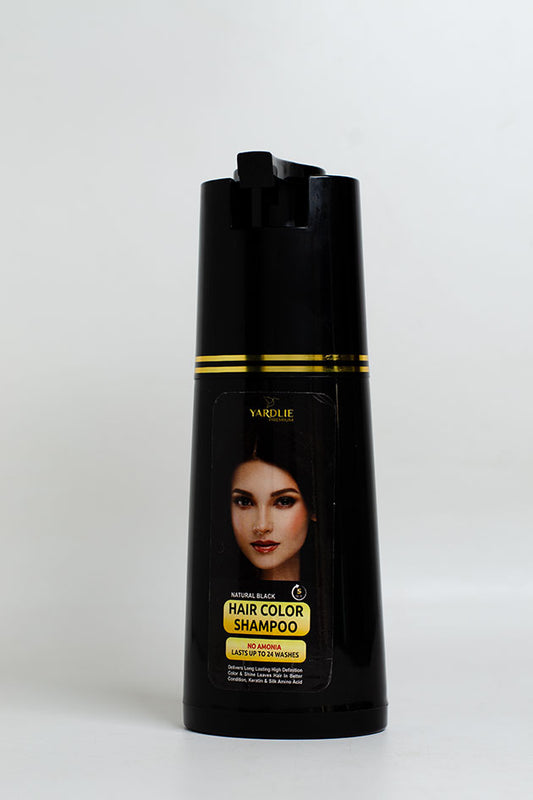 Yardlie Premium Natural Black Hair Color Shampoo, Natural Black, 200ml (No Box, Stock Clearance, Gloves Included)