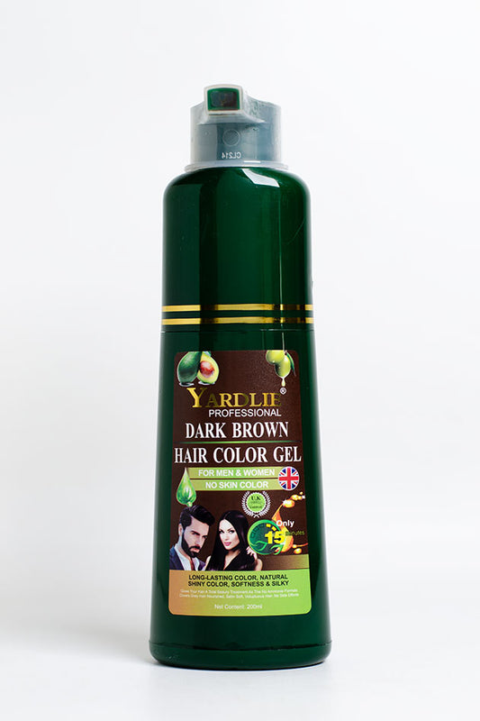 Yardlie Professional Dark Brown Hair Color Gel 200ml for Men and Women (No Box, No Gloves, 40% Leaked, Clearance Bottle)