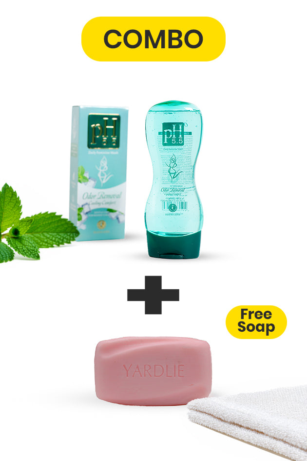 Heaven Dove pH 5.5 Daily Feminine Wash Odor Removal Cooling Comfort 250g + Free Yardlie Soap